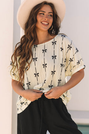 Pretty As A Bow Beige Top