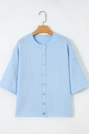 Easy To Style Blue Knit Sweater Cardigan