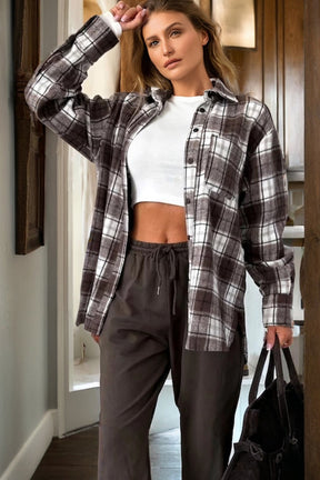 Just Pretty Things Plaid Boyfriend Shacket
