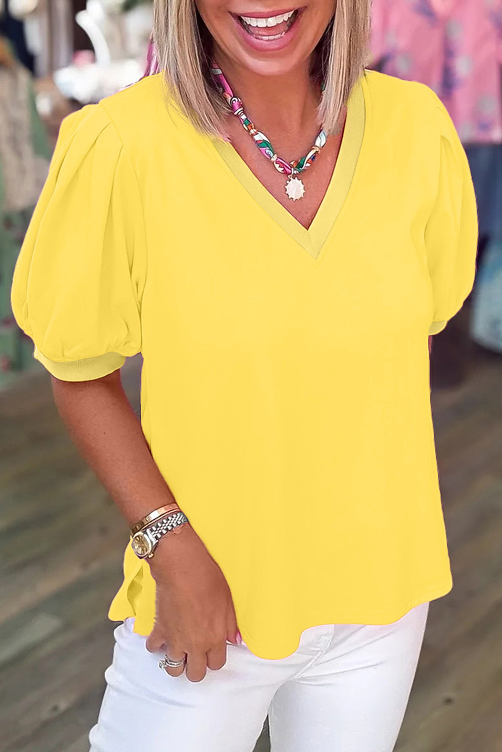 Glam Girl Era Yellow Puff Sleeve Top
