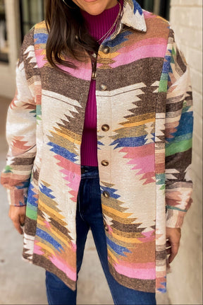 Sedona Dreams Aztec Print Shacket