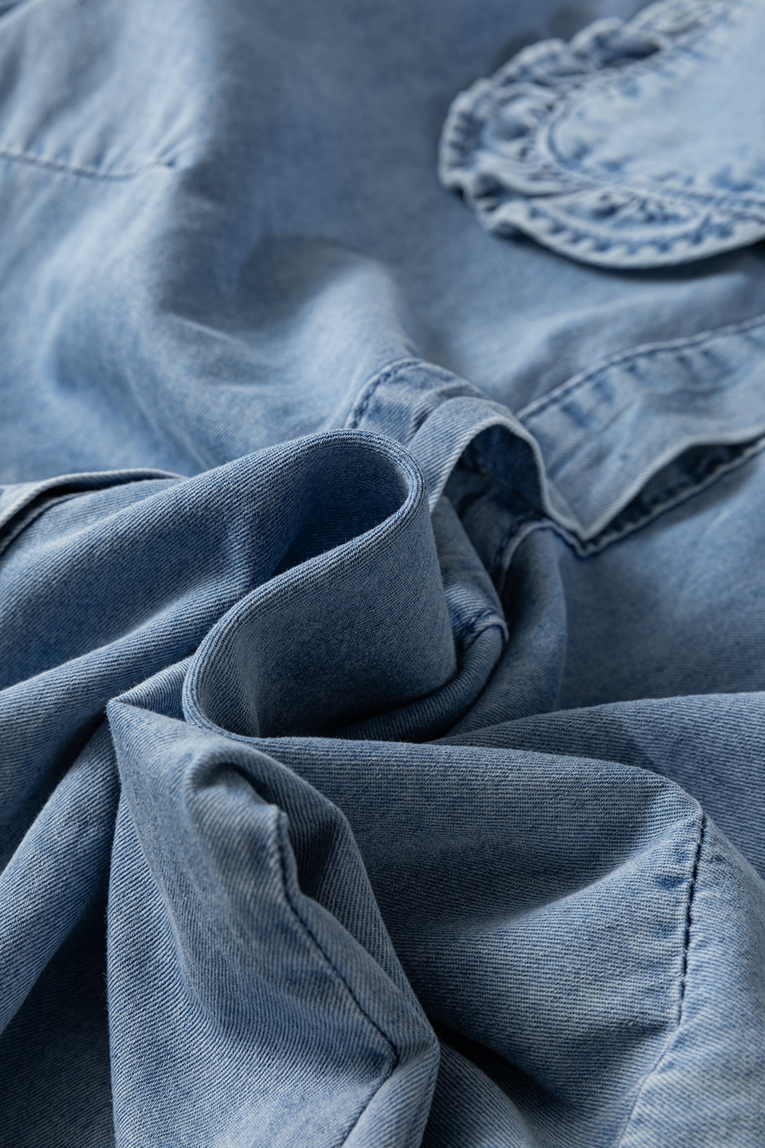 Denim Made Classic Ruffled Collar Denim Top