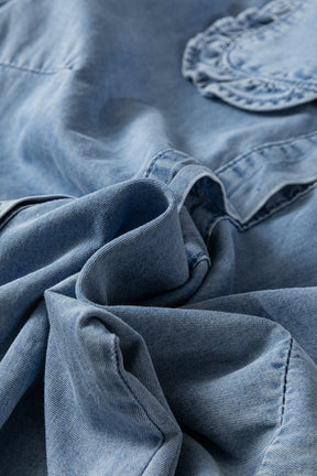 Denim Made Classic Ruffled Collar Denim Top