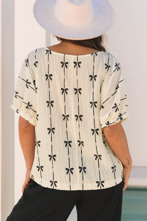 Pretty As A Bow Beige Top