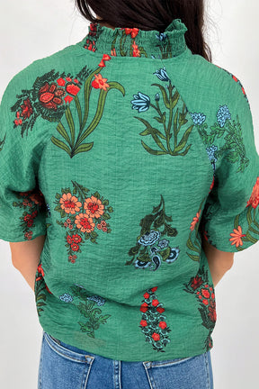 Destined For More Bright Green Floral Print Top