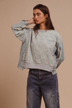In Check Mode Mineral Washed Checkered Top - T10991DN