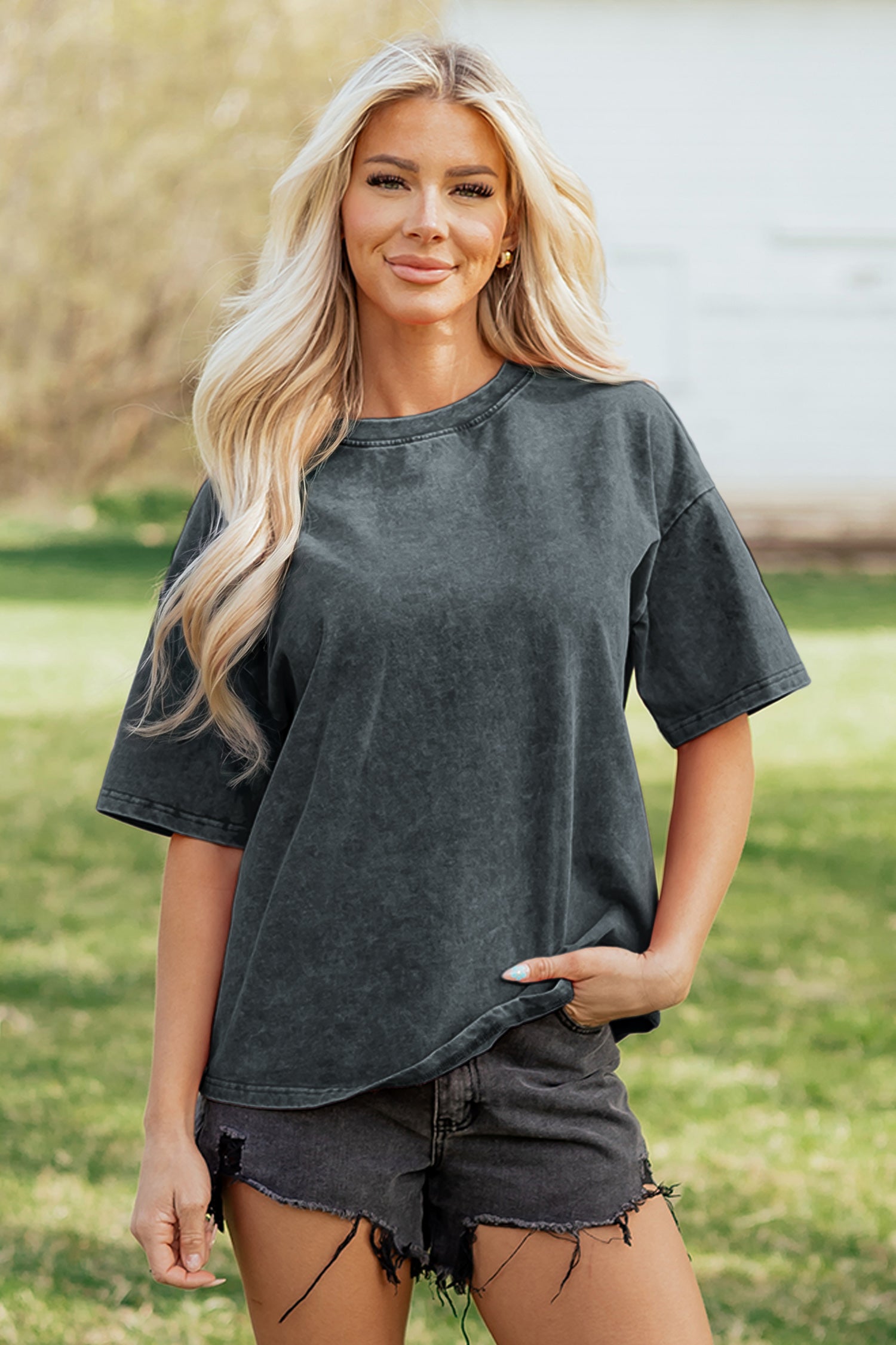 Casual And Cute Mineral Washed Top (3 Colors)