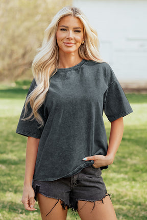 Casual And Cute Mineral Washed Top (3 Colors)