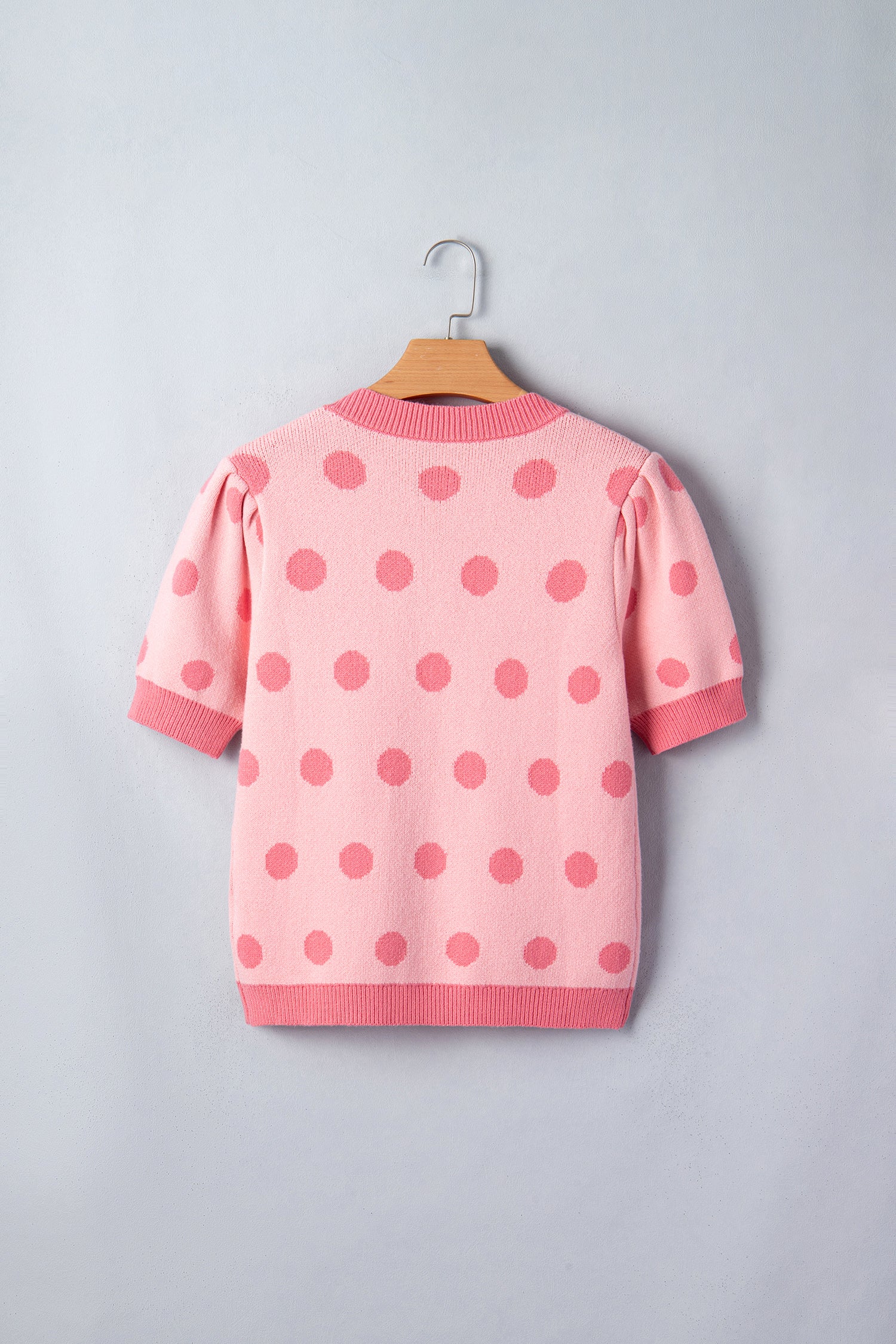 Haute Spot Rose Red Polka Dot Sweater Top