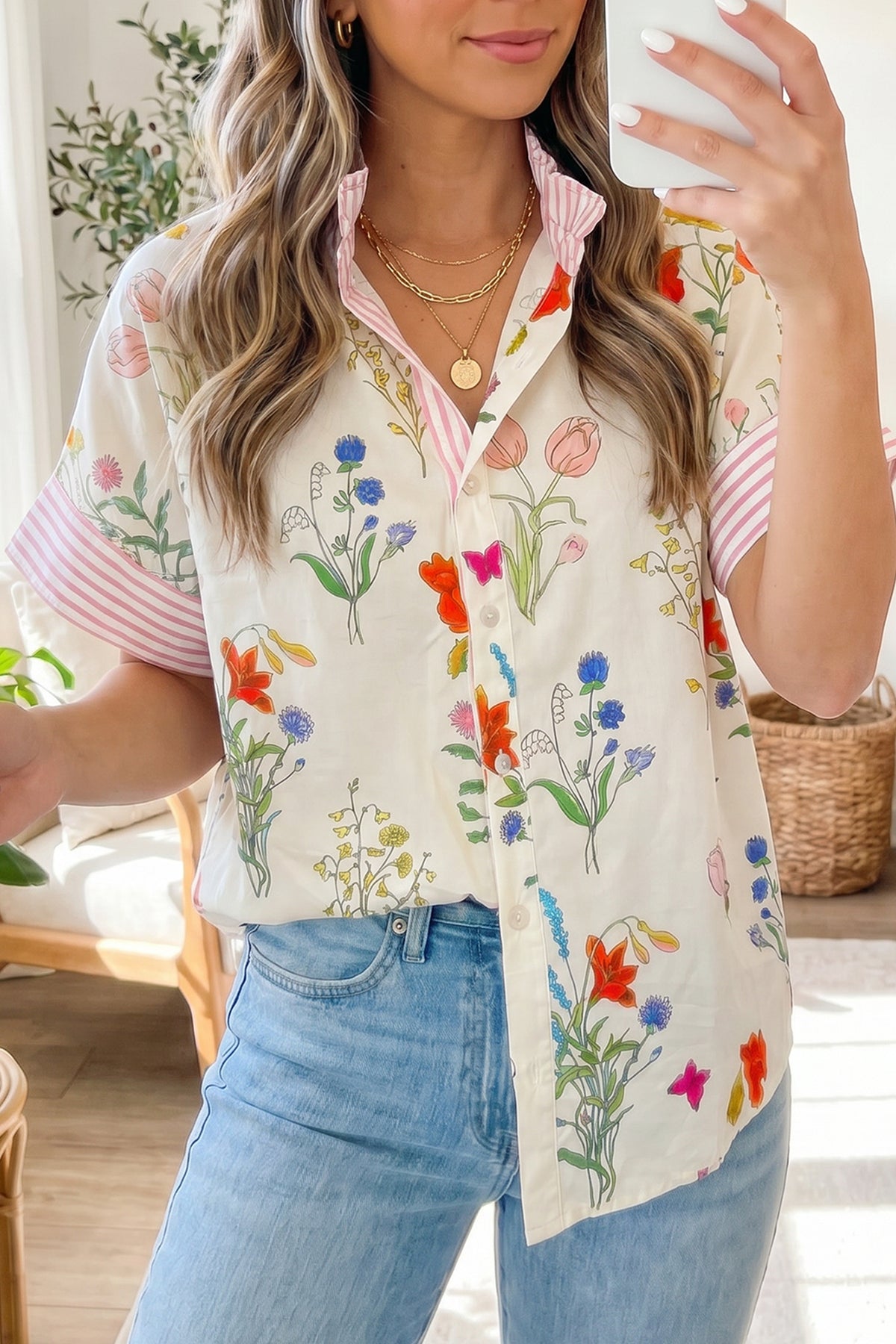 Soft Blooms And Sunset Top (2 Colors)