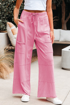 Running To You Bonbon Mineral Wash Wide Leg Cargo Pants