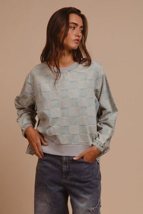 In Check Mode Mineral Washed Checkered Top - T10991DN