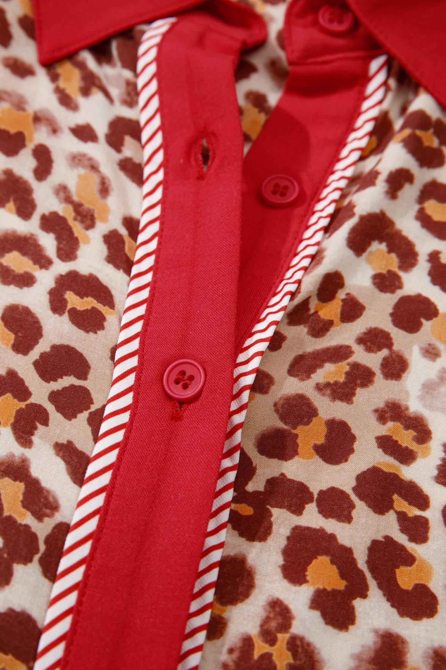 Time To Relax Leopard Red Stripe Top and Pants Set