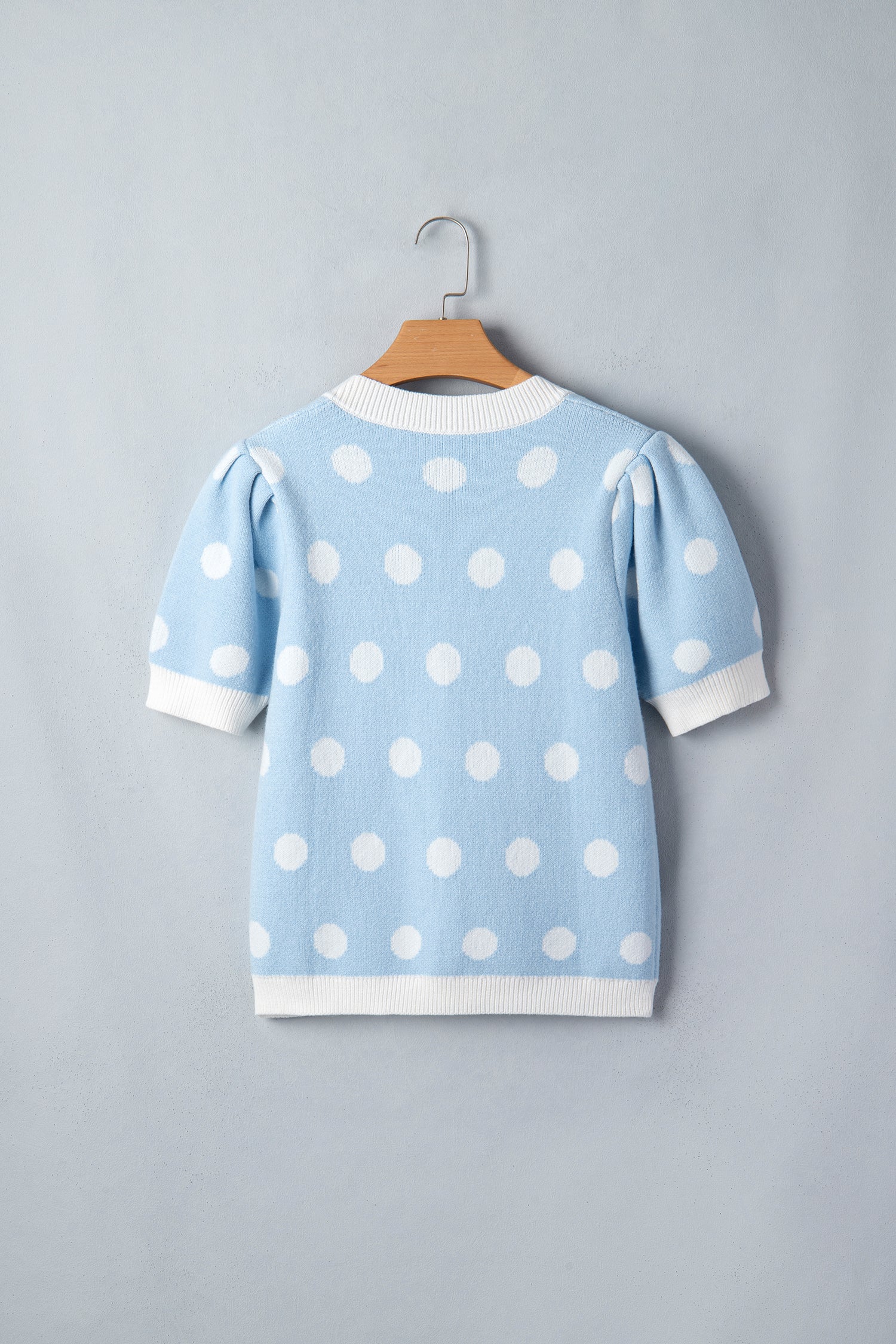 Haute Spot Blue Polka Dot Sweater Top