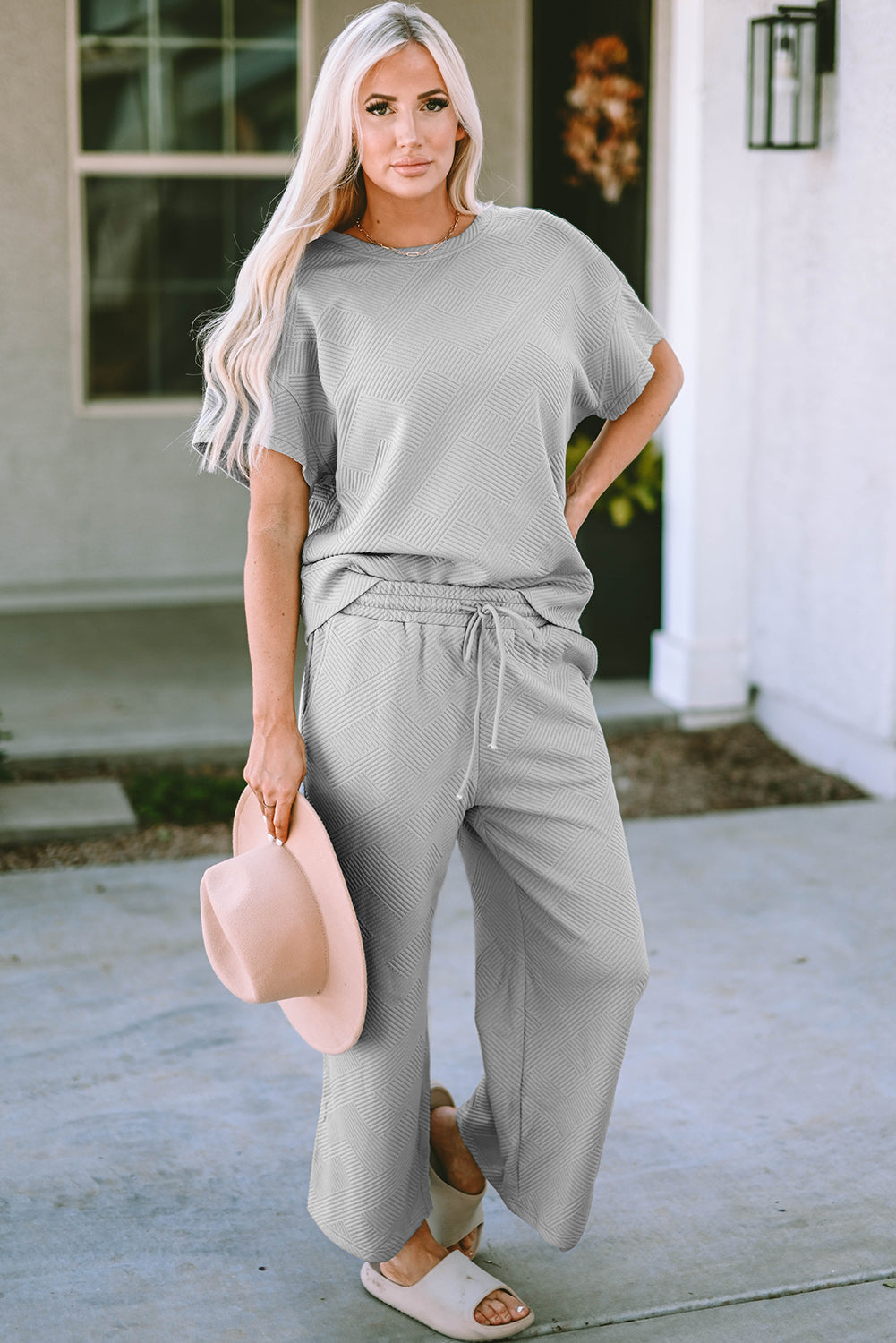 Set Things In Motion Gray Top and Drawstring Pants Set
