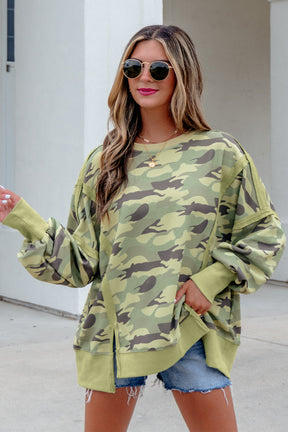 Hidden Agenda Camouflage Waffle Knit Top