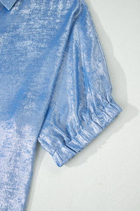 All The Sparkles Blue Metallic Top