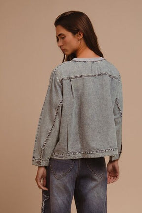 In Check Mode Mineral Washed Checkered Top - T10991DN