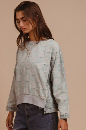 In Check Mode Mineral Washed Checkered Top - T10991DN