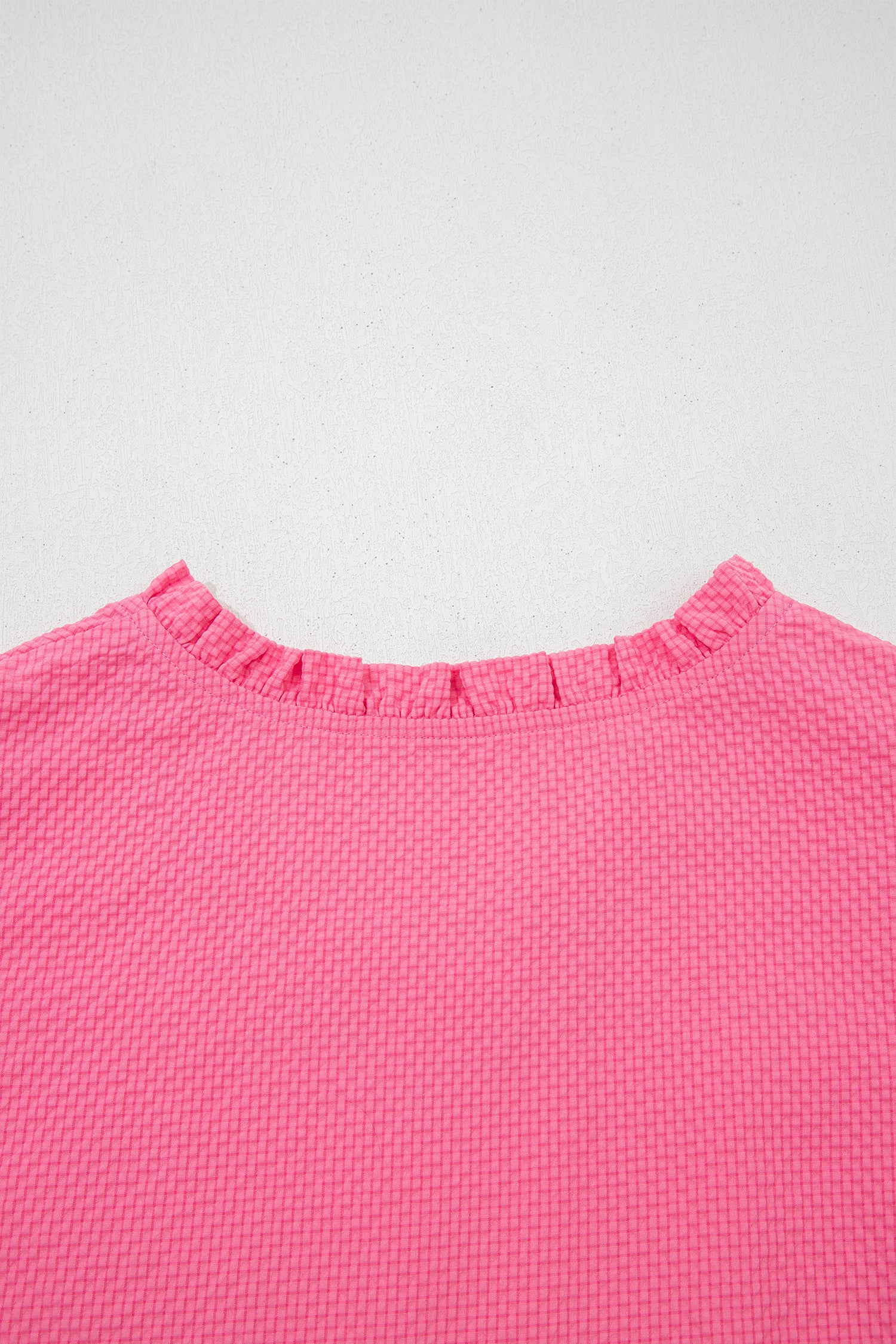 Pink All Day Embroidered Puff Sleeve Textured Top