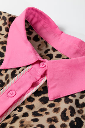 Time To Relax Leopard Pink Stripe Top and Pants Set