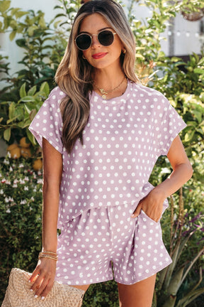 She's Got A Way Purple Polka Dot Top And Short Set