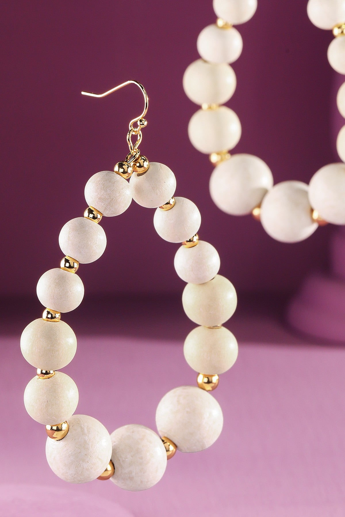 Ivory Wood Teardrop Earrings - E056IV