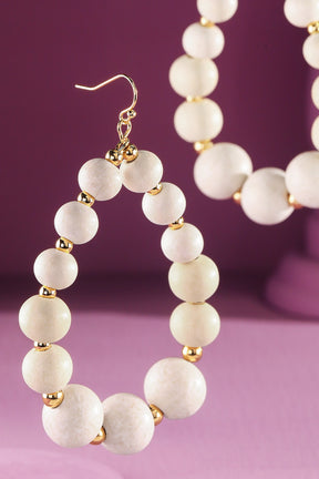 Ivory Wood Teardrop Earrings - E056IV