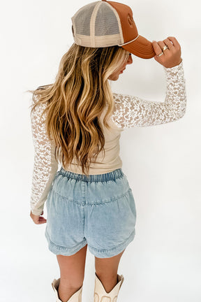 Romantic Moments Smoke Gray Floral Lace Top - T11066GR
