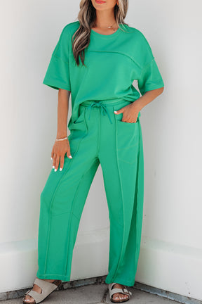 Here For It Mint Top and Barrel Pant Set