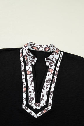 Just Feels Like Me Black Leopard Trim Dolman Top