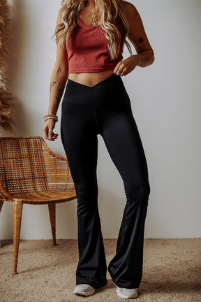 Alexis Black V Shape High Waist Flared Leggings