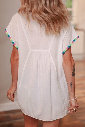 The Perfect Touch Colorful Fringed Detail Top