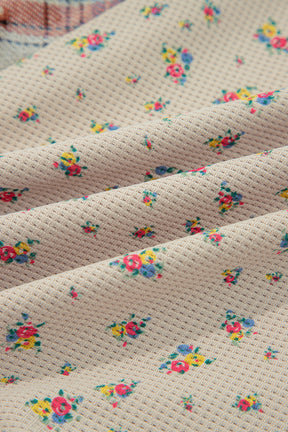 Simply Boho Blue Plaid Patchwork Distressed Waffle Knit Shacket