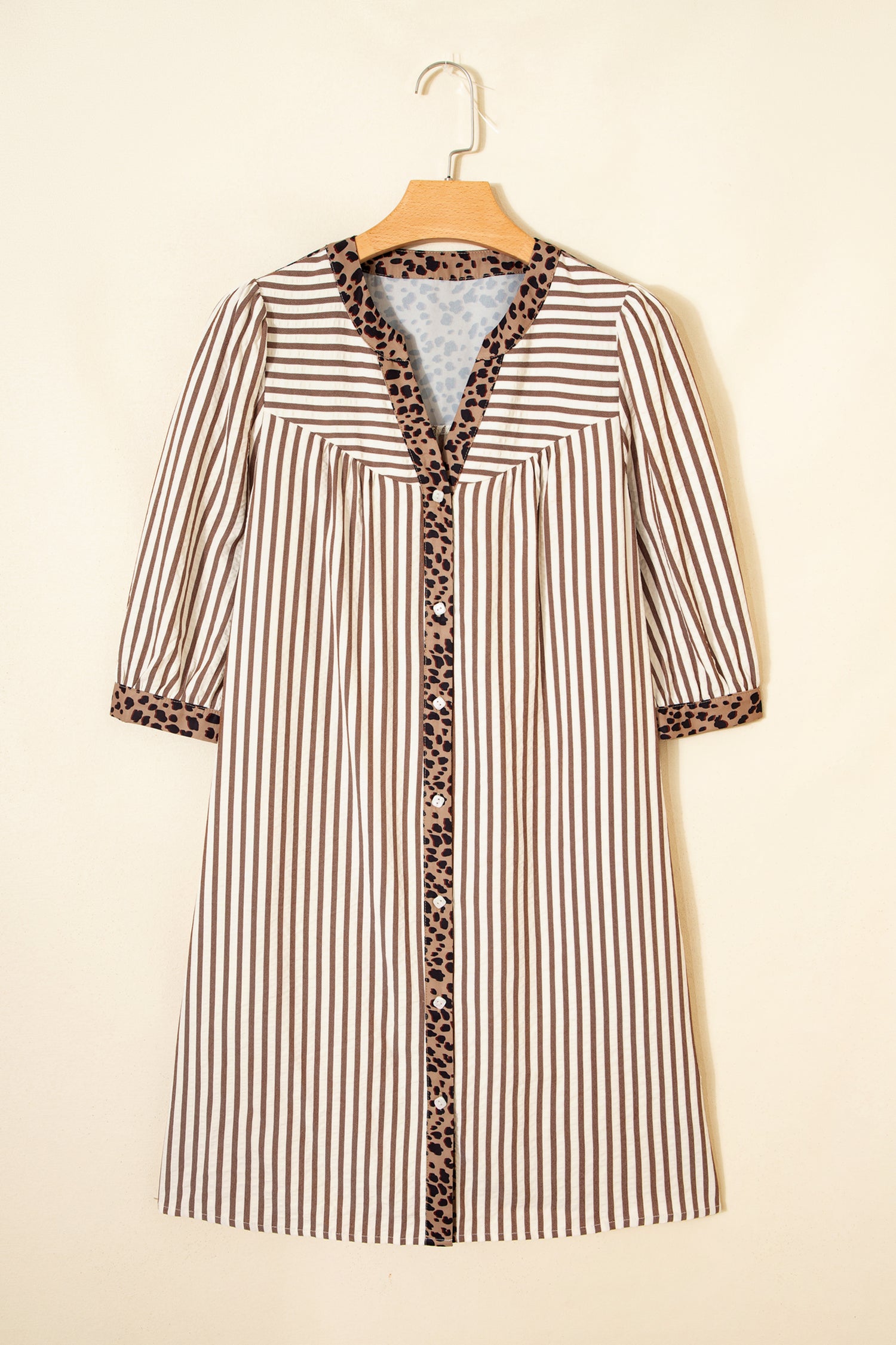 Meet Me Downtown Khaki Stripe Shirt Dress