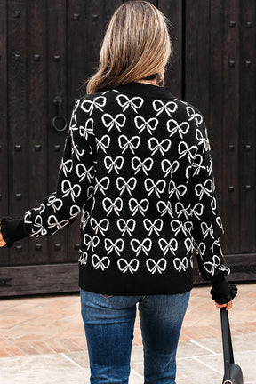 Zipped in Bows Zipped Collar Sweater