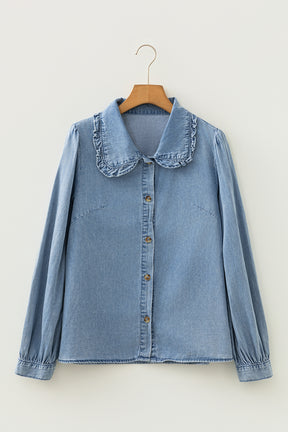 Denim Made Classic Ruffled Collar Denim Top
