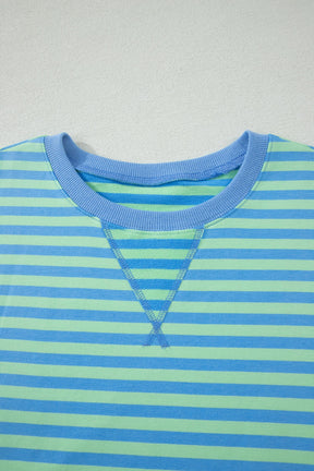 Coastal Ease Green Stripe Top And Short Set