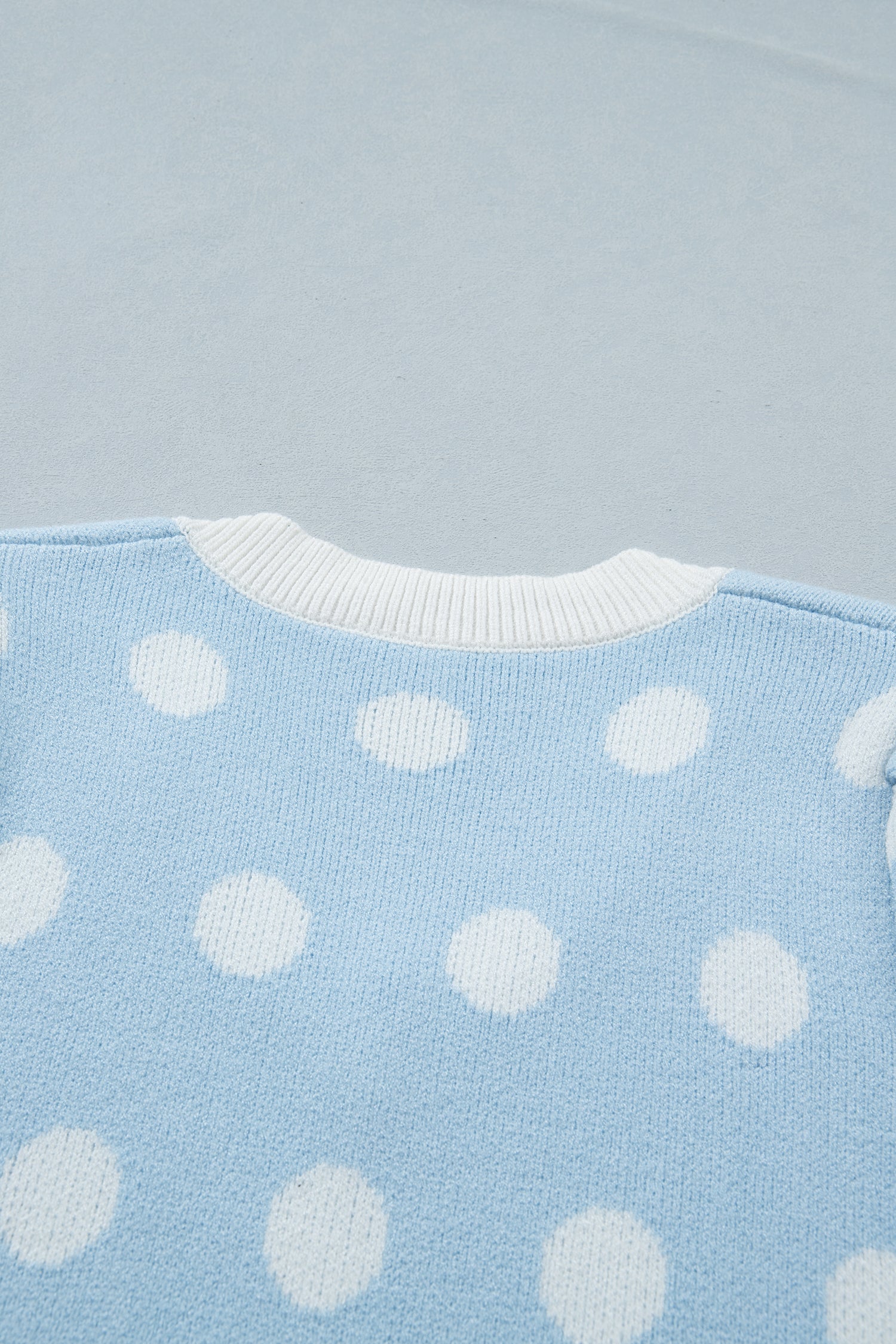Haute Spot Blue Polka Dot Sweater Top