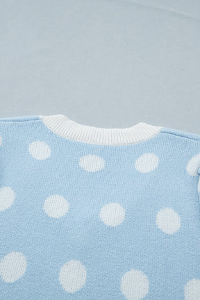 Haute Spot Blue Polka Dot Sweater Top