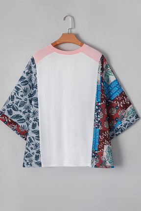 Peace In the Desert Asymmetric Printed Patchwork Top