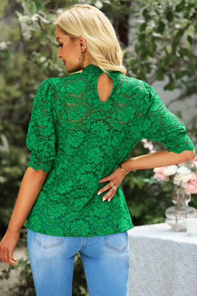 Sweet Silhouette Green Lace Top