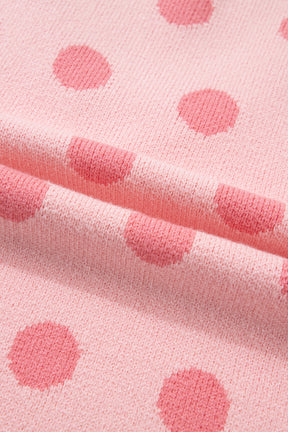 Haute Spot Rose Red Polka Dot Sweater Top