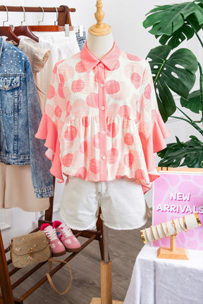 Glamour Girl Pink Polka Dot Top