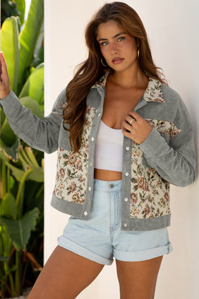 Autumn Bloom Ribbed Floral Jacket (3 Colors)