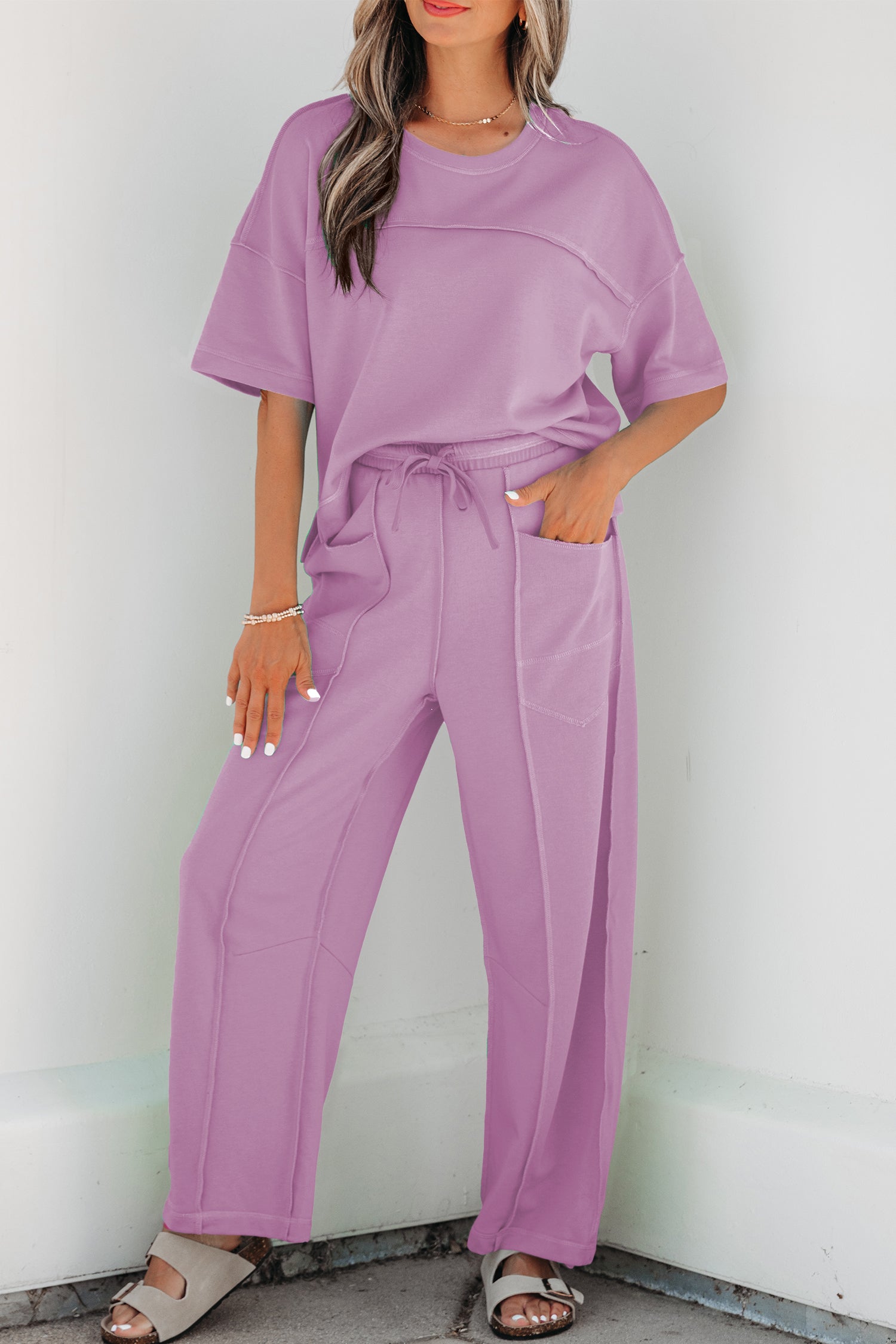 Here For It Orchid Top and Barrel Pant Set