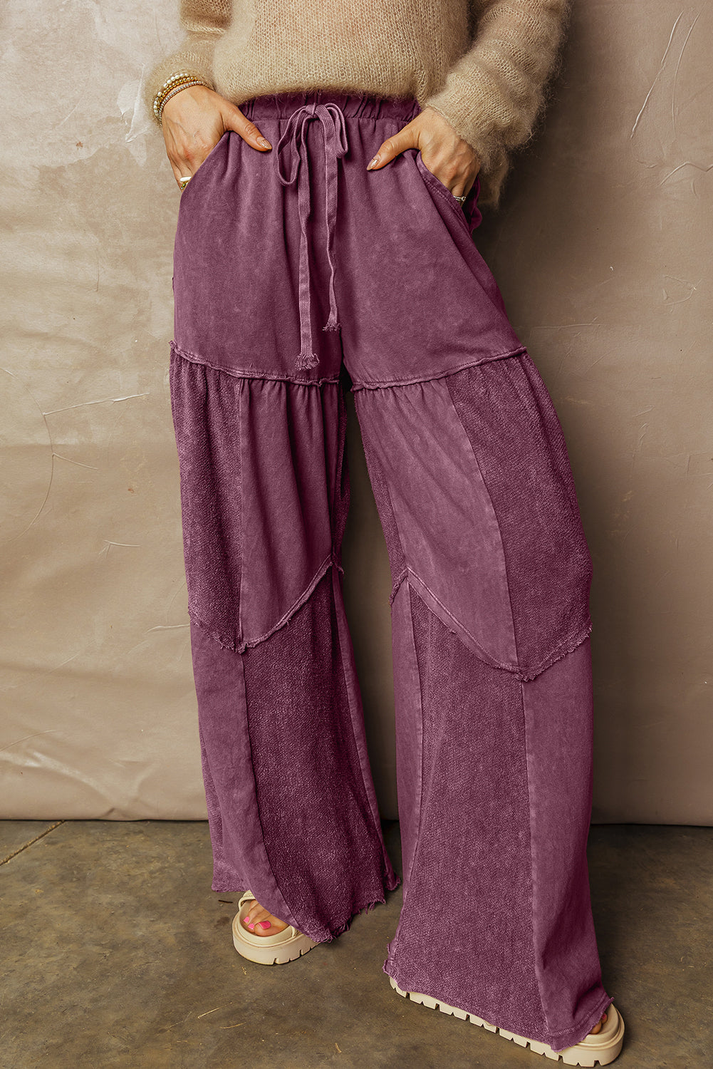 Everyday Comfort Wear Wild Ginger Mineral Wash Tiered Wide Leg Pants