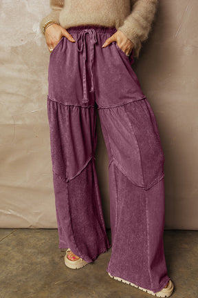 Everyday Comfort Wear Wild Ginger Mineral Wash Tiered Wide Leg Pants