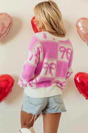 Simply BowTiful Checkered Sweater