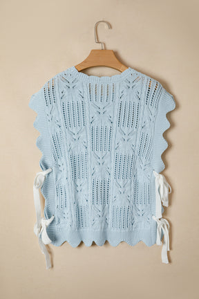 How About That Beau Blue Knit Bow Top